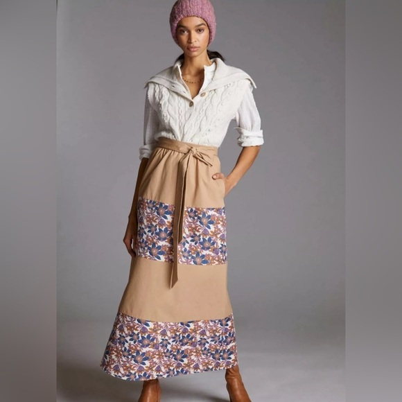 NWOT Sachin + Babi Anthropologie Jacquard Tiered Belted A-Line Maxi Skirt - Picture 1 of 2